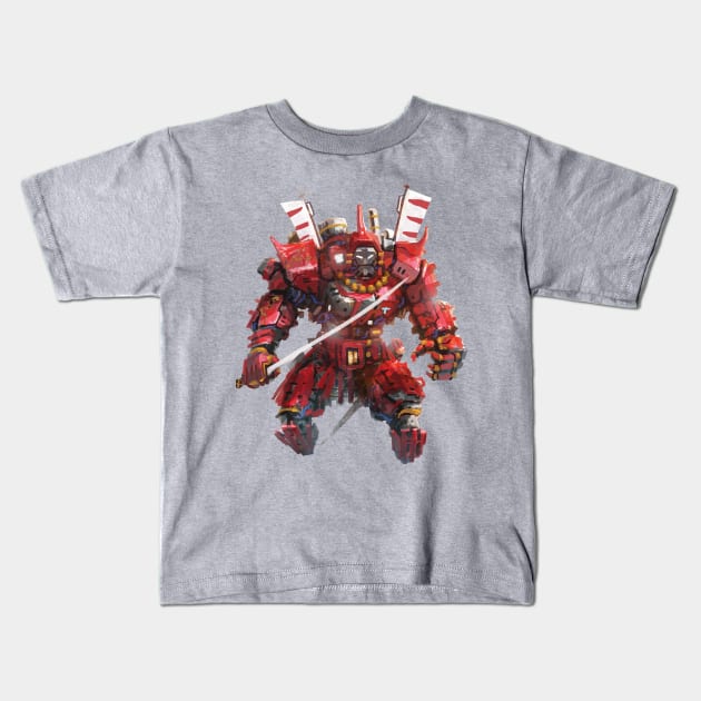 RED SAMURAI Kids T-Shirt by nakarts